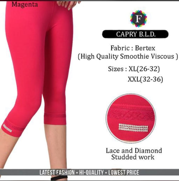 Women's Lycra Capri with Lace and stud