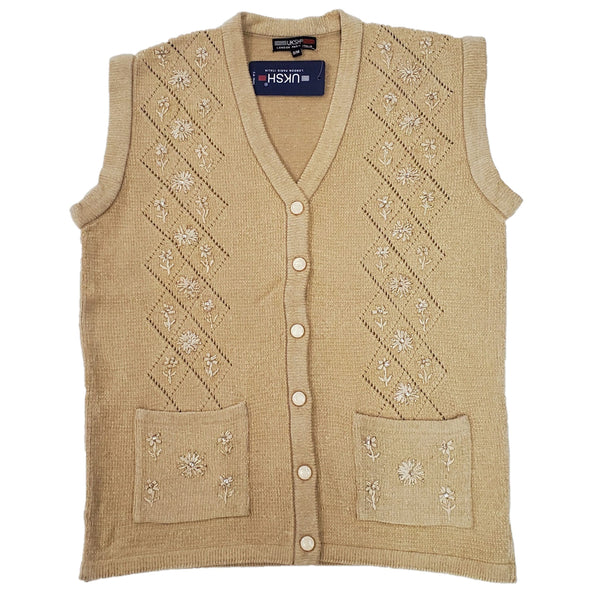 Ladies Vest With Embroidery - UK Sweater House