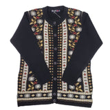 Ladies Flower Knitted Button Cardigan - UK Sweater House