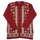 Ladies Flower Knitted Button Cardigan - UK Sweater House