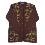 Ladies Flower Knitted Button Cardigan - UK Sweater House