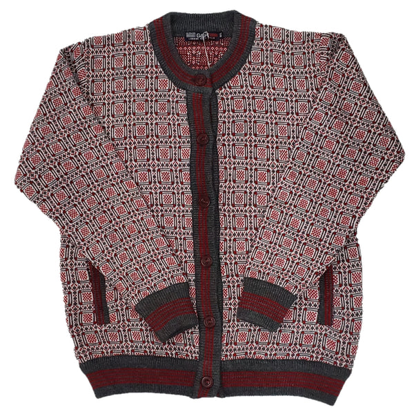 Ladies Jacquard Knitted Cardigan - UK Sweater House
