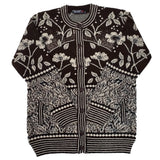 Ladies Jacquard With Lurex Knitted Cardigan - UK Sweater House