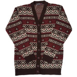 Ladies Jacquard Pattern Long Cardigan - UK Sweater House