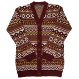 Ladies Jacquard Pattern Long Cardigan - UK Sweater House