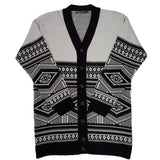 Ladies Jacquard Pattern Long Cardigan - UK Sweater House