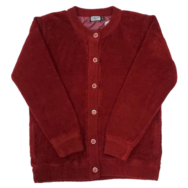 Ladies Chenille Lined Plain Cardigan - UK Sweater House