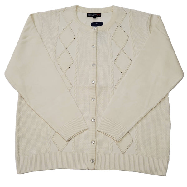 Ladies Embroidery Pattern Design Cardigan - UK Sweater House