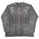 Ladies Chenille Embroidery Designer Cardigan - UK Sweater House