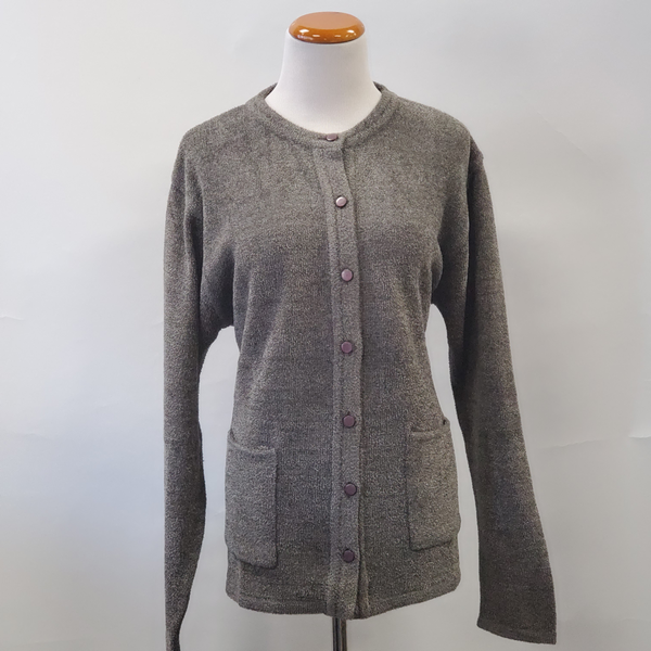 Ladies Plain Chenille Button Cardigan - UK Sweater House